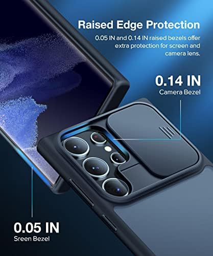 Tongate תואם ל- Samsung Galaxy S23 Ultra Case עם כיסוי מצלמת שקופיות, [הגנה על טיפת ציון צבאי] דק טלפון